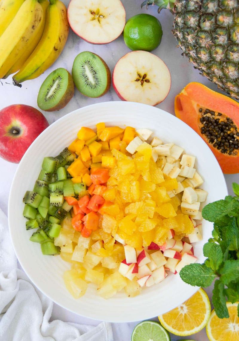 Pineapple Mango Fruit Salad with Mint