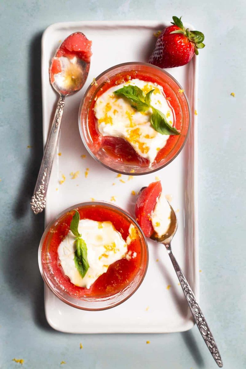 Strawberry Basil Panna Cotta