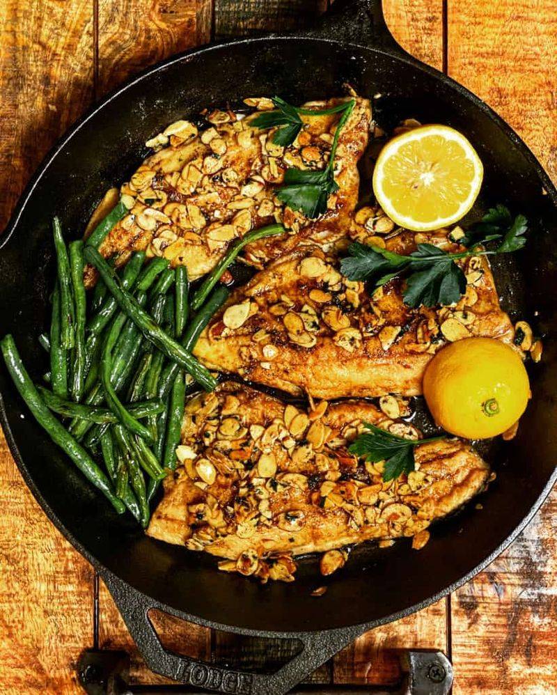 Trout Almondine with Green Beans