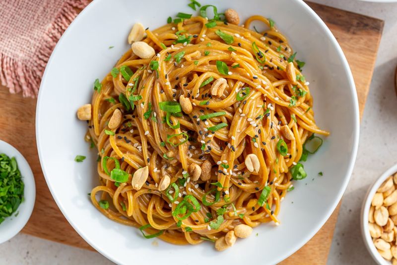 Peanut Butter Noodles with Lime and Scallions