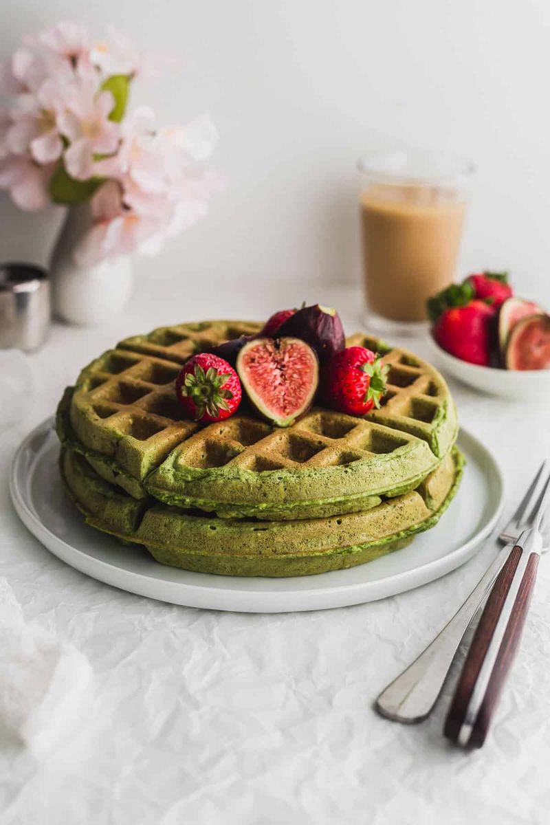 Matcha And White Chocolate Waffles