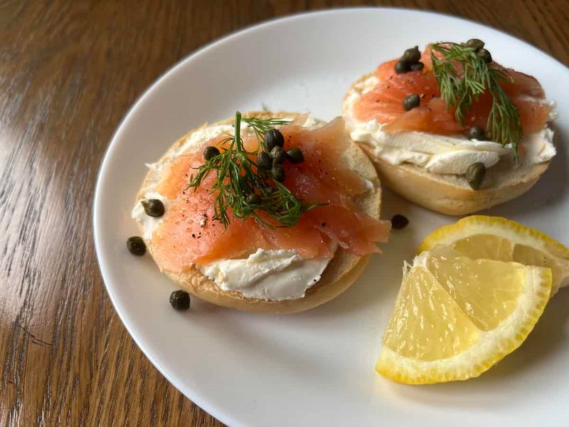 Bagel with Cream Cheese and Smoked Salmon