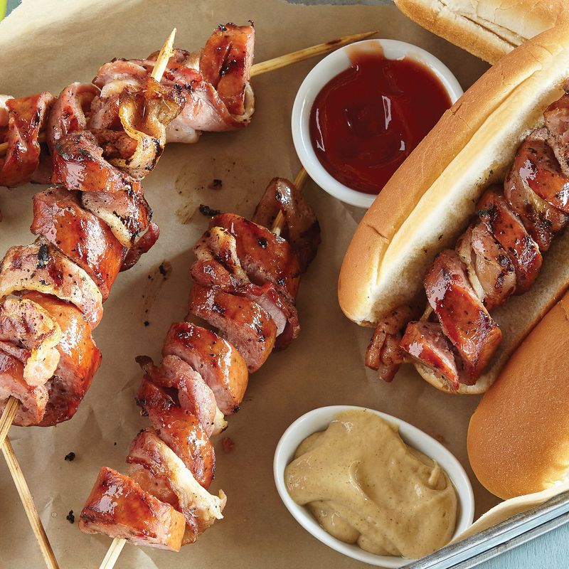 Bacon-Wrapped Hot Dog Kebabs