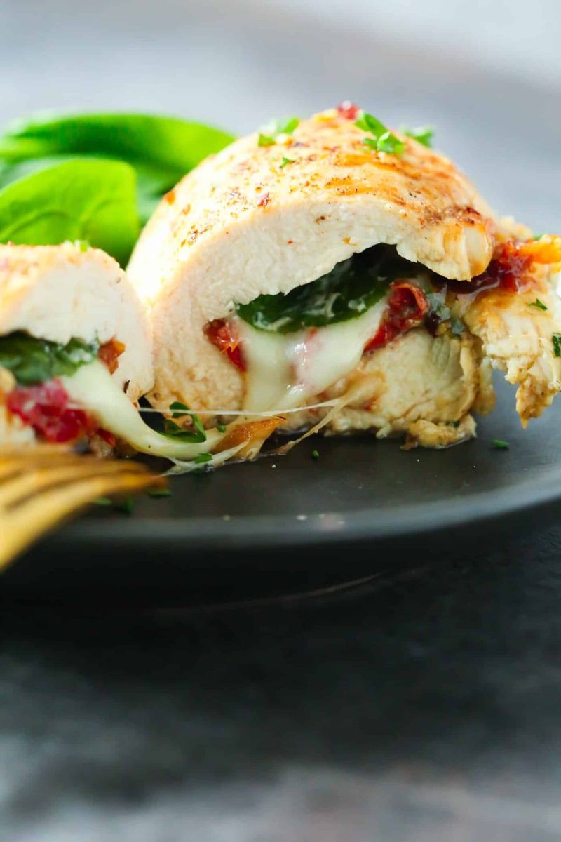 Sun-Dried Tomato and Spinach Stuffed Chicken Tray Bake