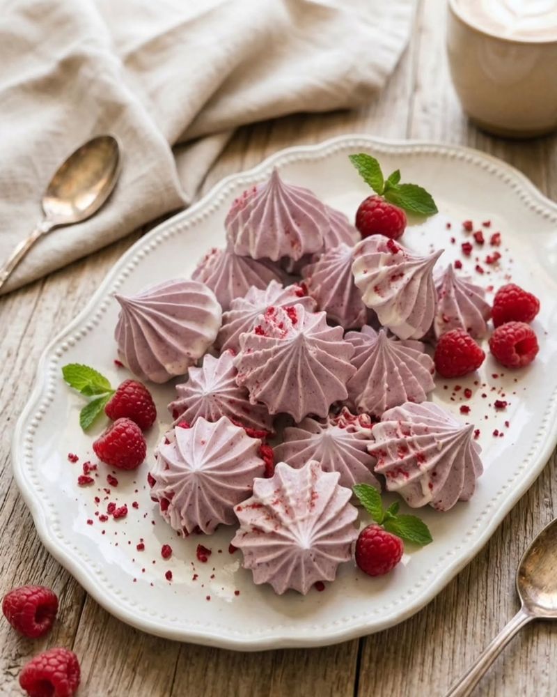 Raspberry Meringue Kisses