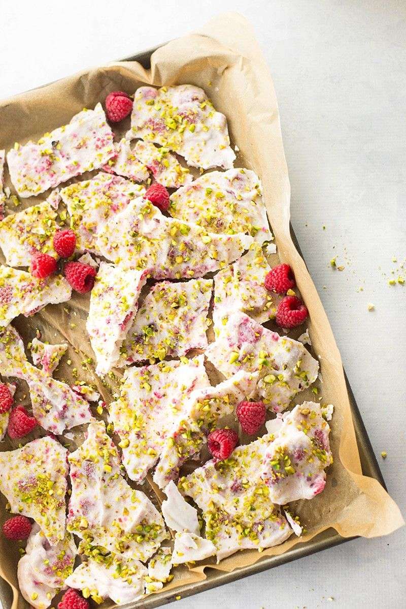 Raspberry Frozen Yogurt Bark