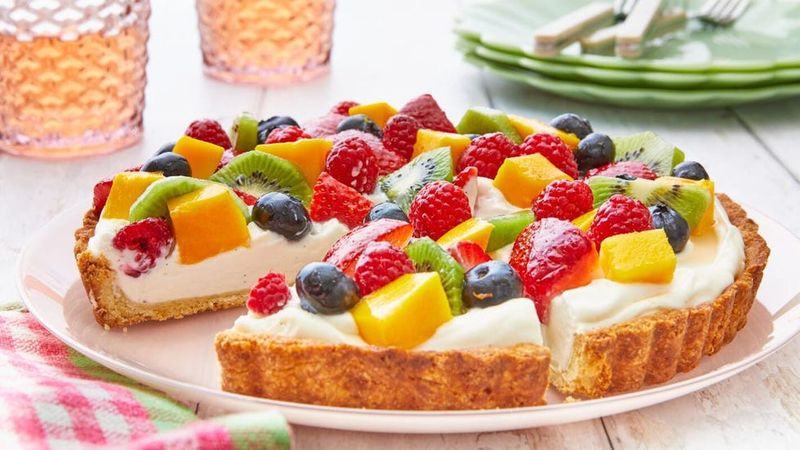 Tropical Fruit Tart with Whipped Cream