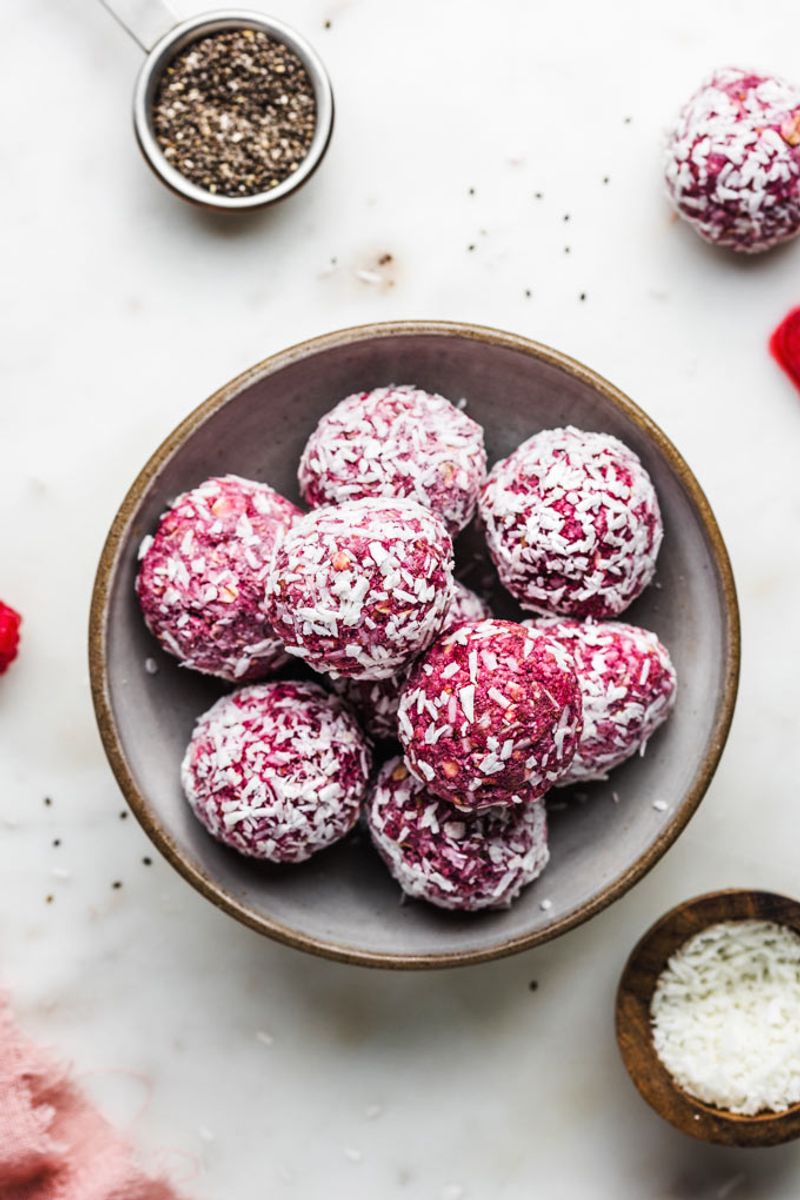 Raspberry Coconut Bliss Balls