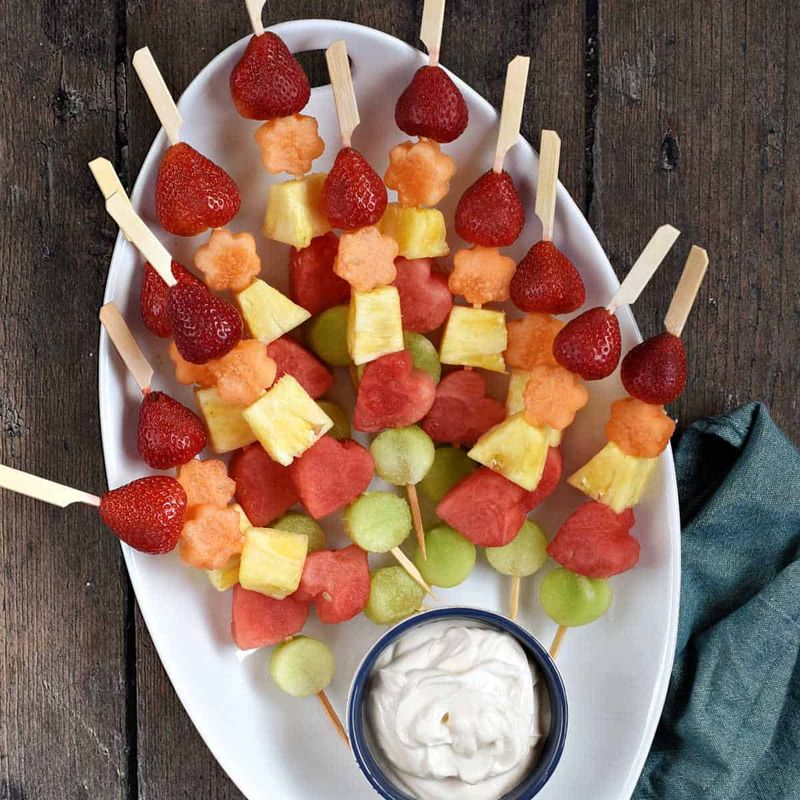 Fresh Fruit Skewers with Honey Dip