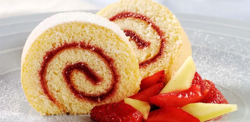 Rhubarb and Custard Swiss Roll