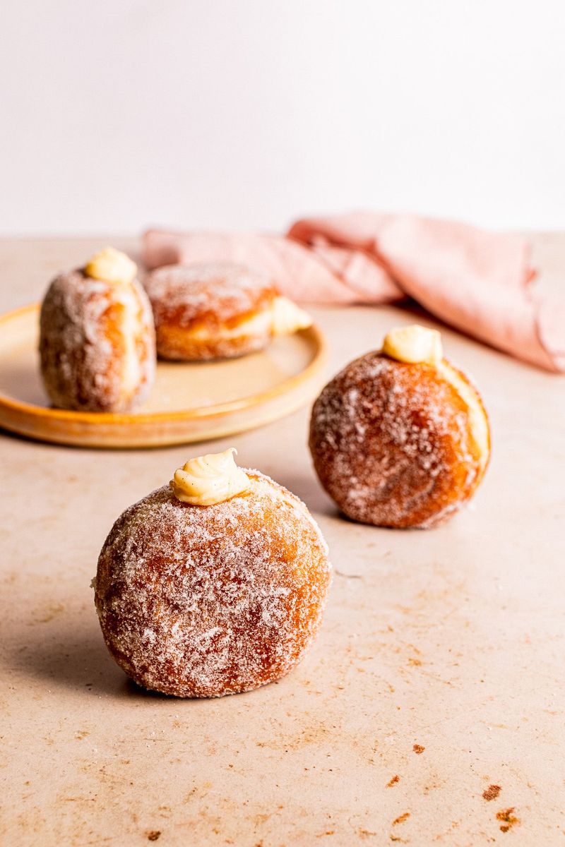 Rhubarb Custard Doughnuts
