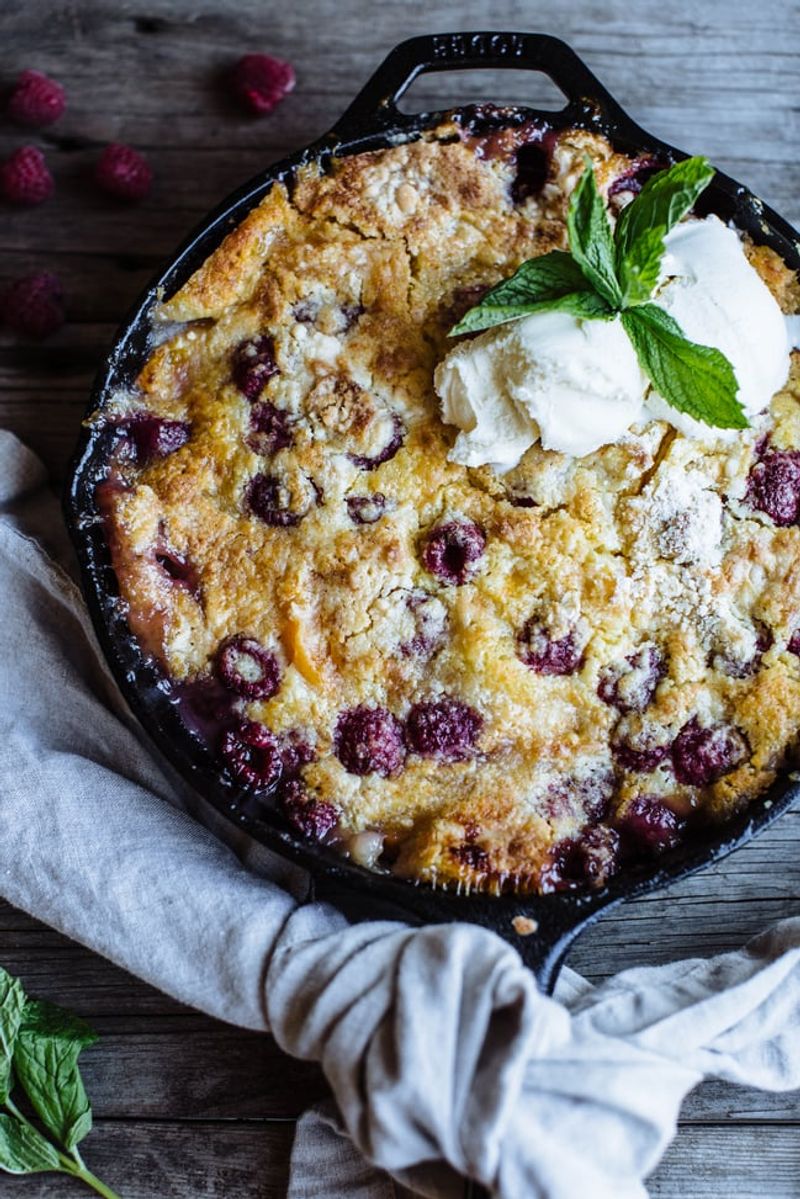 Peach and Raspberry Crumble