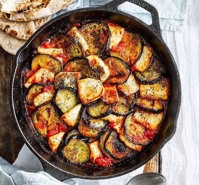 Harissa Lamb With Eggplant and Pomegranate