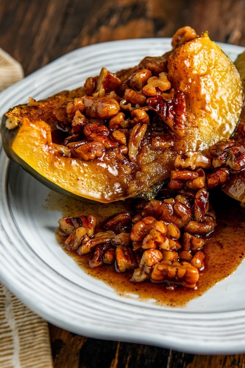 Maple Roasted Acorn Squash with Pecans and Sage