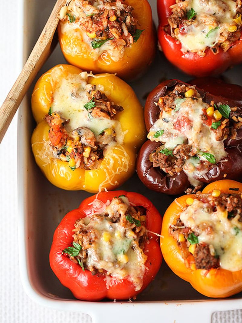 Beef and Vegetable Stuffed Bell Peppers