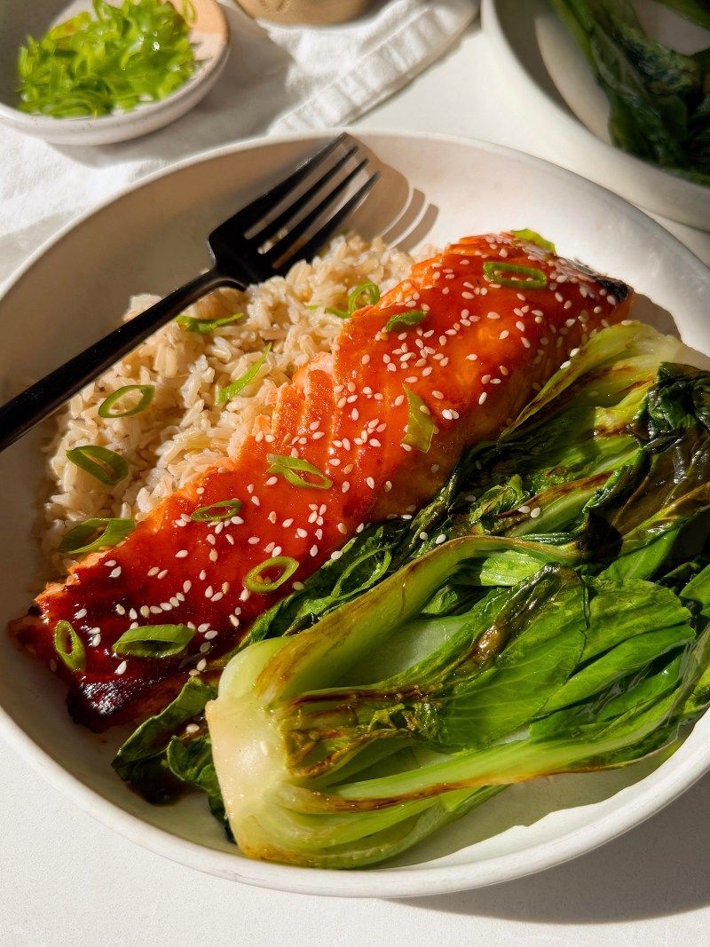 Honey Garlic Salmon Rice Bowl