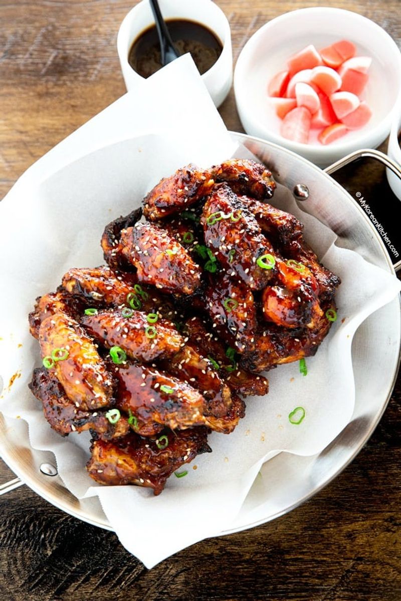Ginger Sesame Chicken Wings With Snap Peas and Radishes