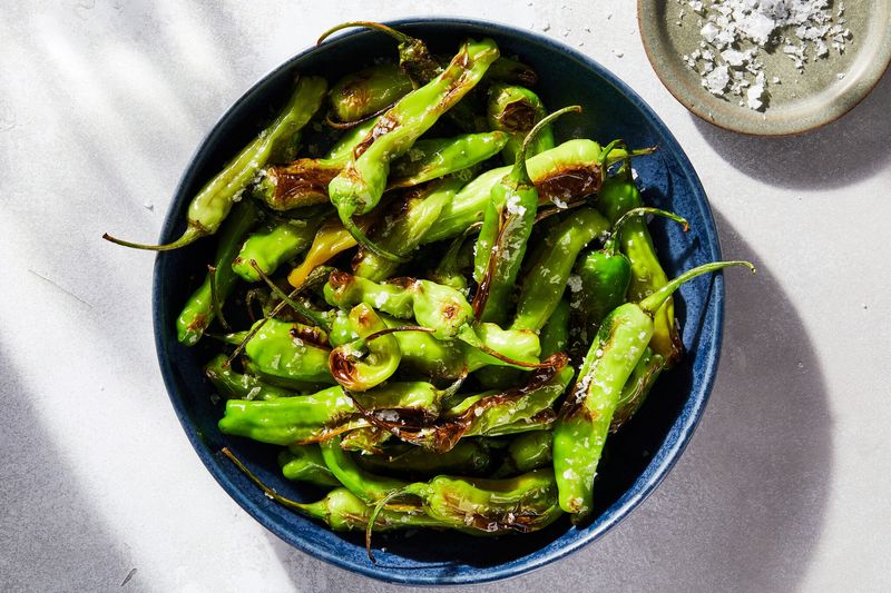 Crispy Fried Shishito Peppers with Flaky Salt