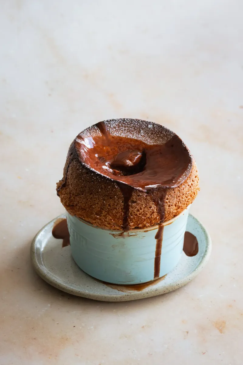 Collapsed Souffle with Berry Compote