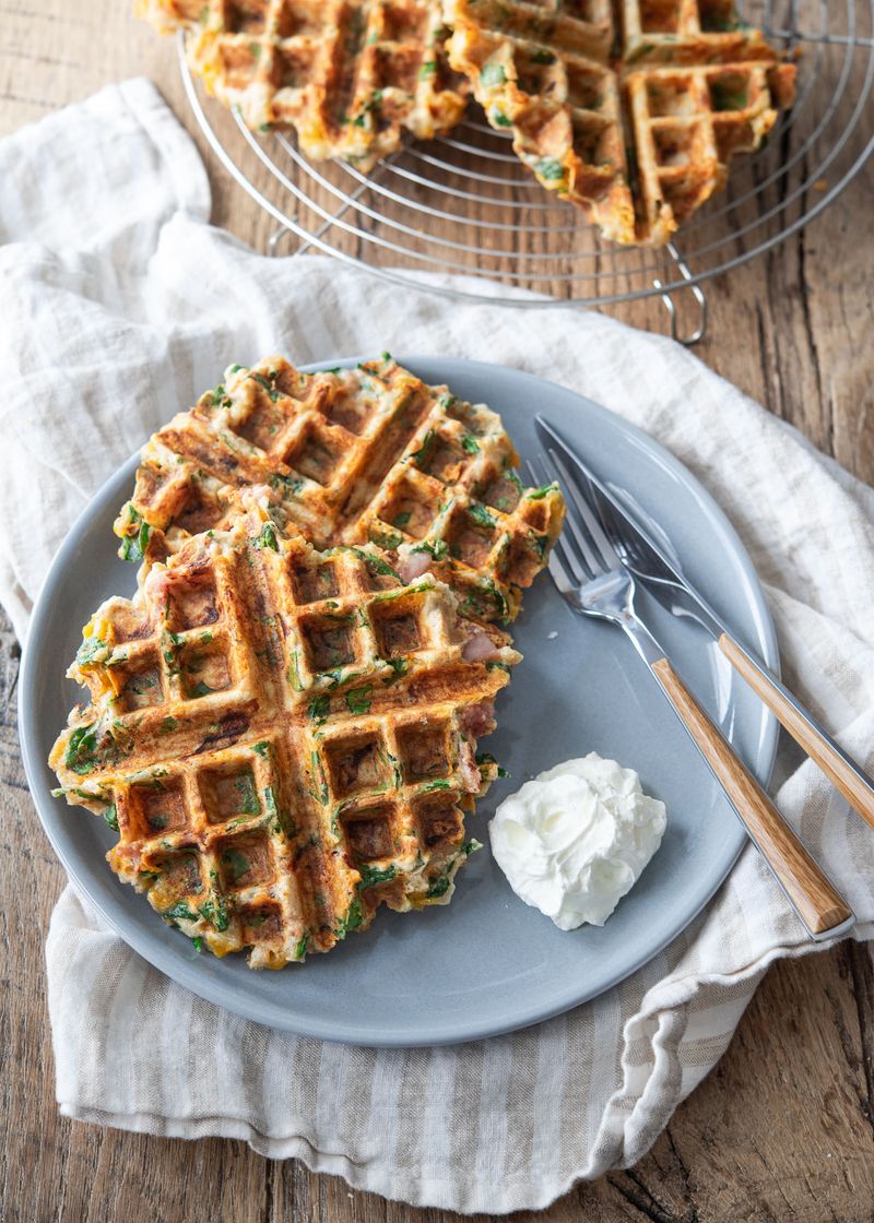 Spinach And Feta Waffles