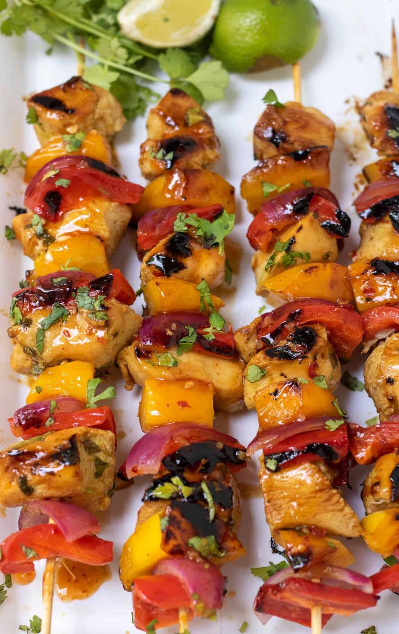 Mango Chicken Skewers with Chili Lime