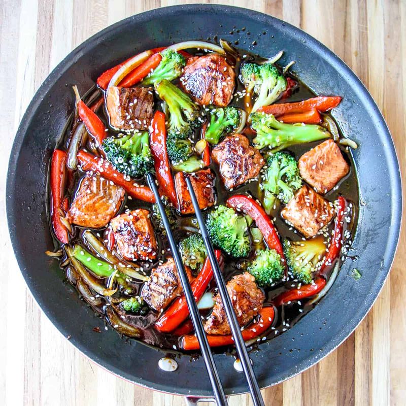 Soy Ginger Salmon Stir Fry