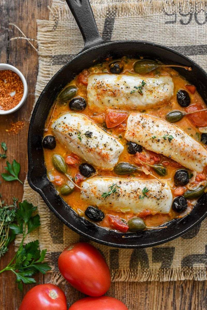Baked Cod with Tomato and Olives