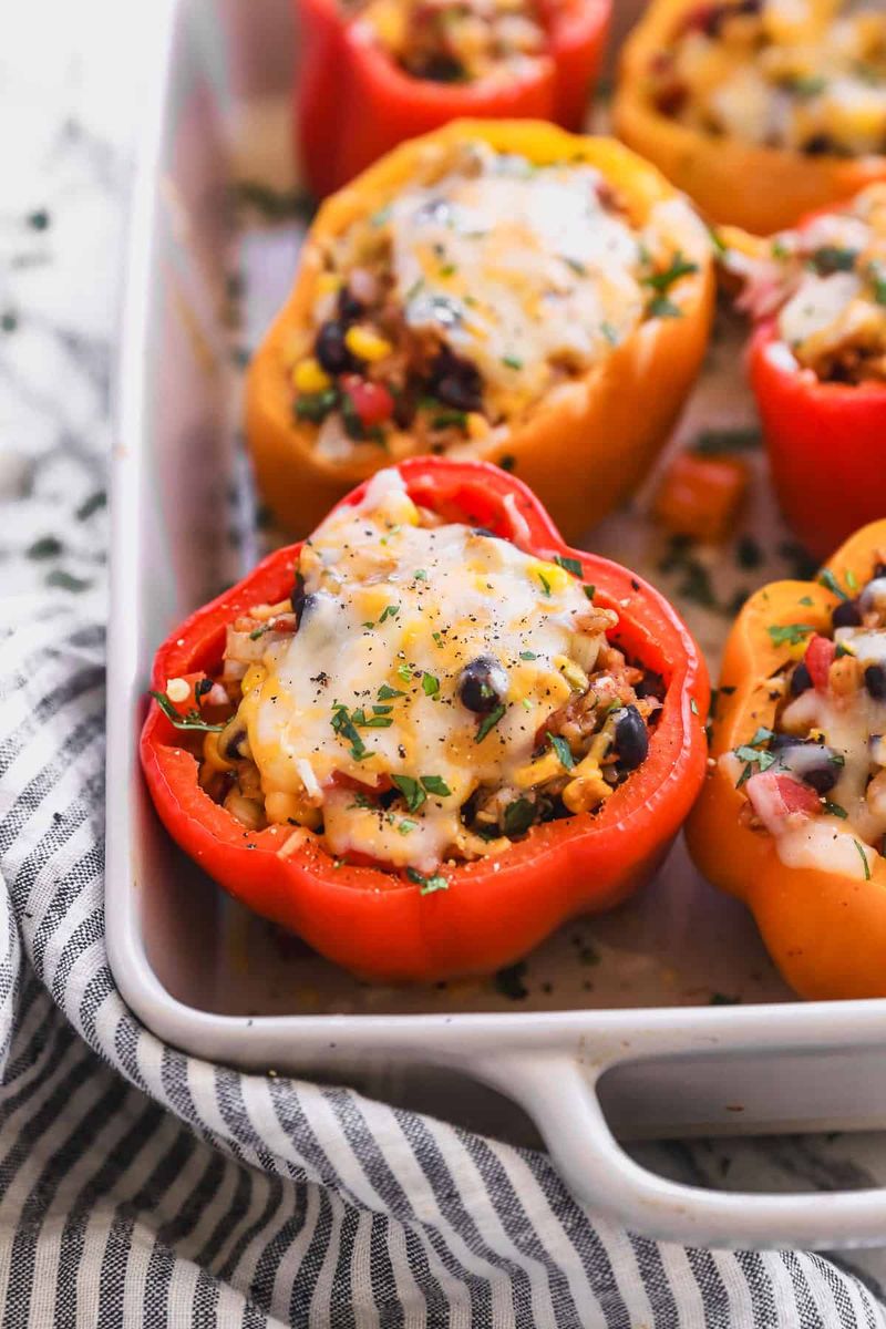 Stuffed Bell Peppers with Rice and Beans