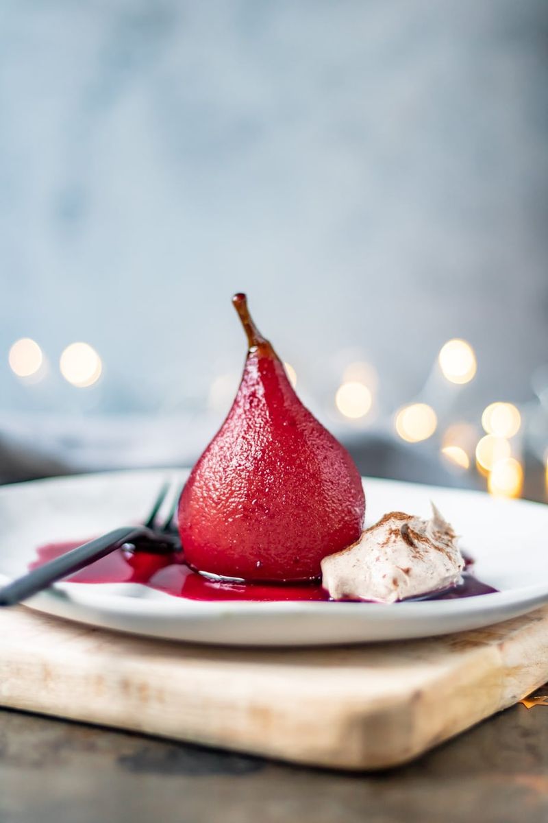 Poached Pears in Spiced Red Wine