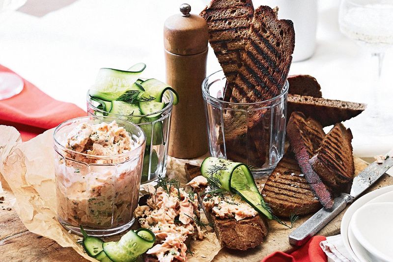 Smoked Salmon Rillettes with Pickled Cucumber Ribbons