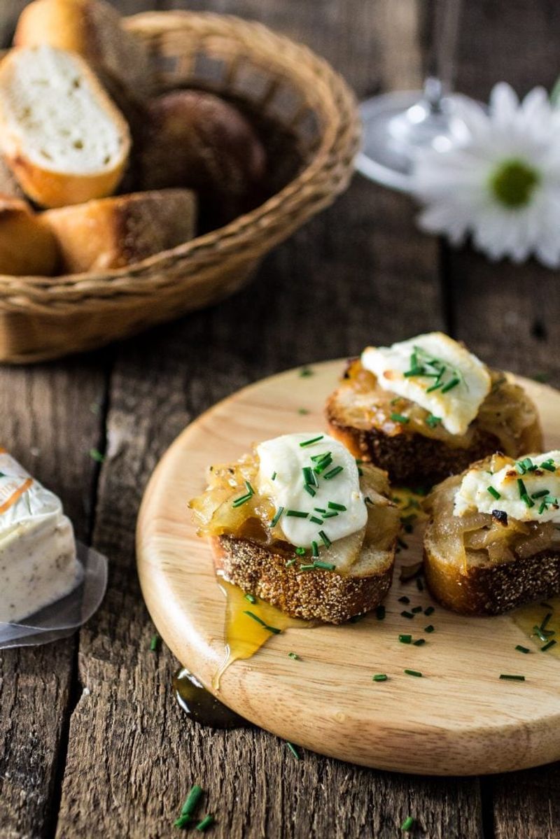 Caramelized Onion, Goat Cheese, and Walnut Toastie