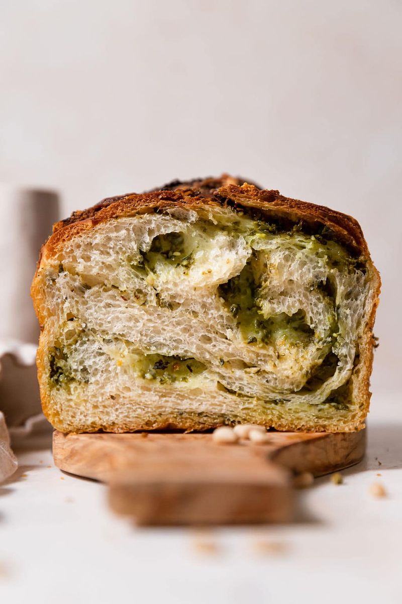 Savoury Babka with Pesto and Mozzarella