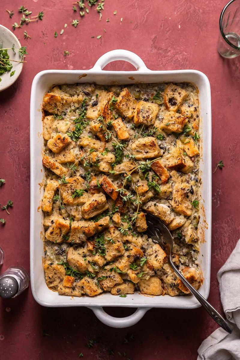 Savoury Bread Pudding with Caramelised Leeks and Gruyere