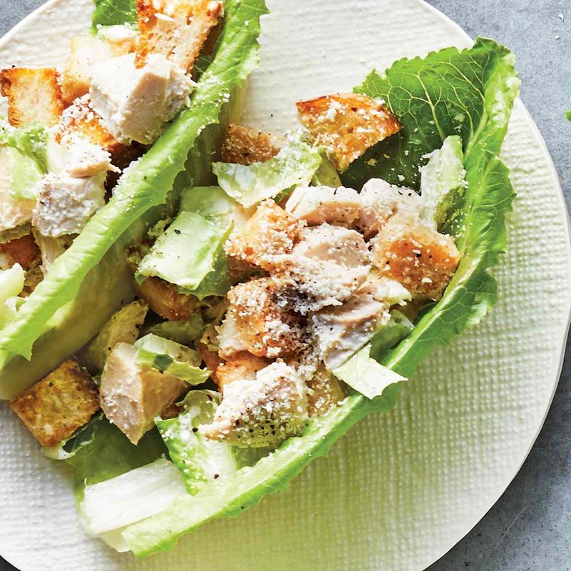 Crunchy Chicken Caesar Lettuce Cups