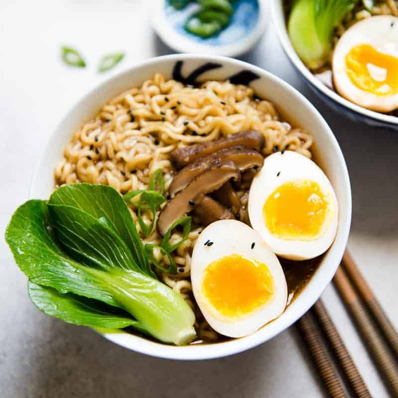 Ramen Noodles Upgraded with Soft-Boiled Egg and Greens