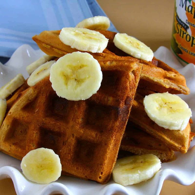 Banana Peanut Butter Waffles