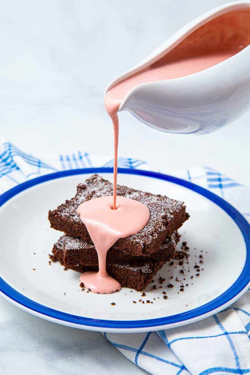 Chocolate Concrete with Pink Custard