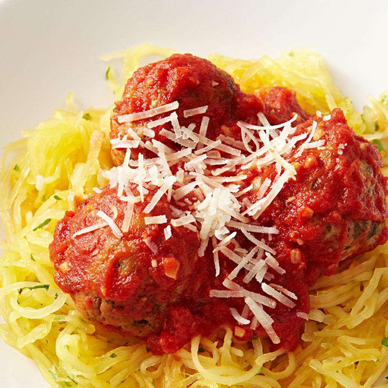 Spaghetti Squash with Marinara and Turkey Meatballs