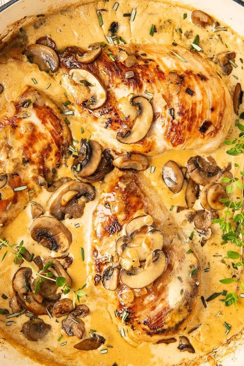 Chicken in Mushroom Cream Sauce