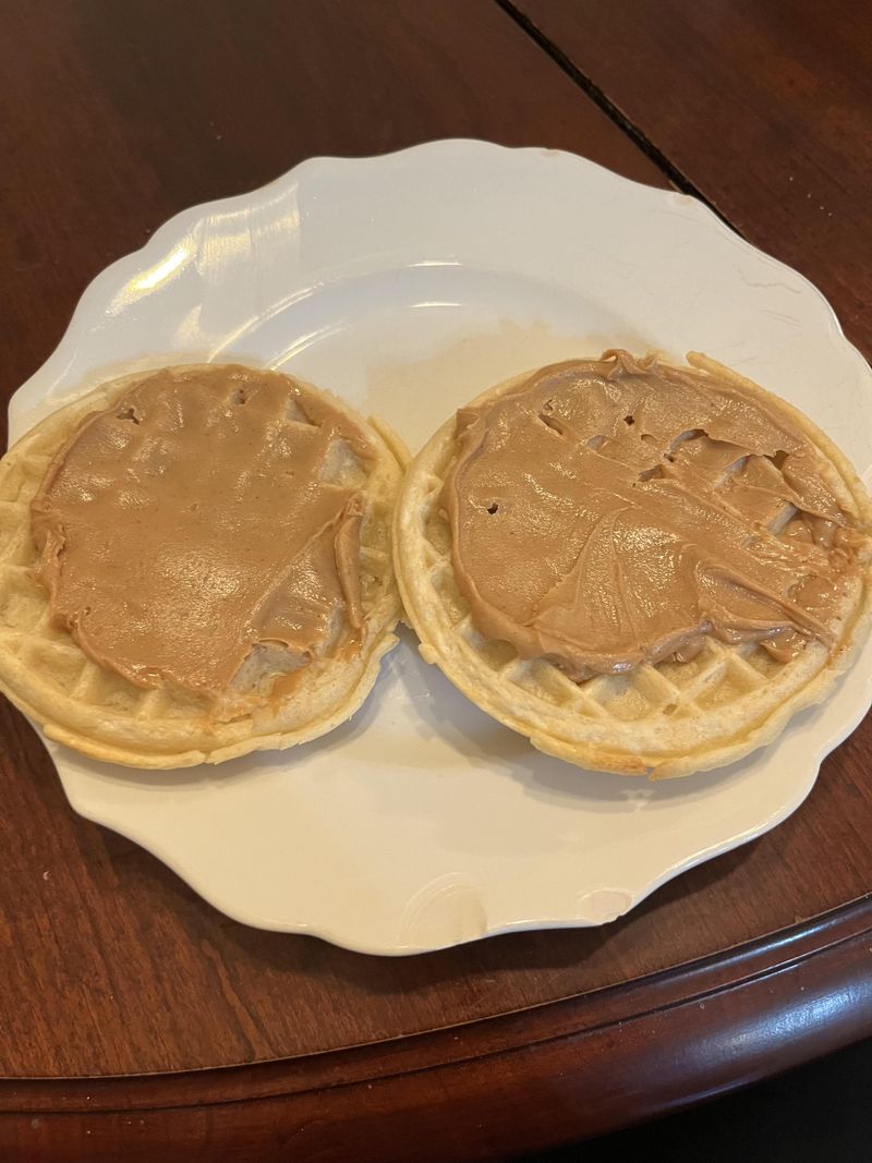 Frozen Waffle with Peanut Butter and Jam