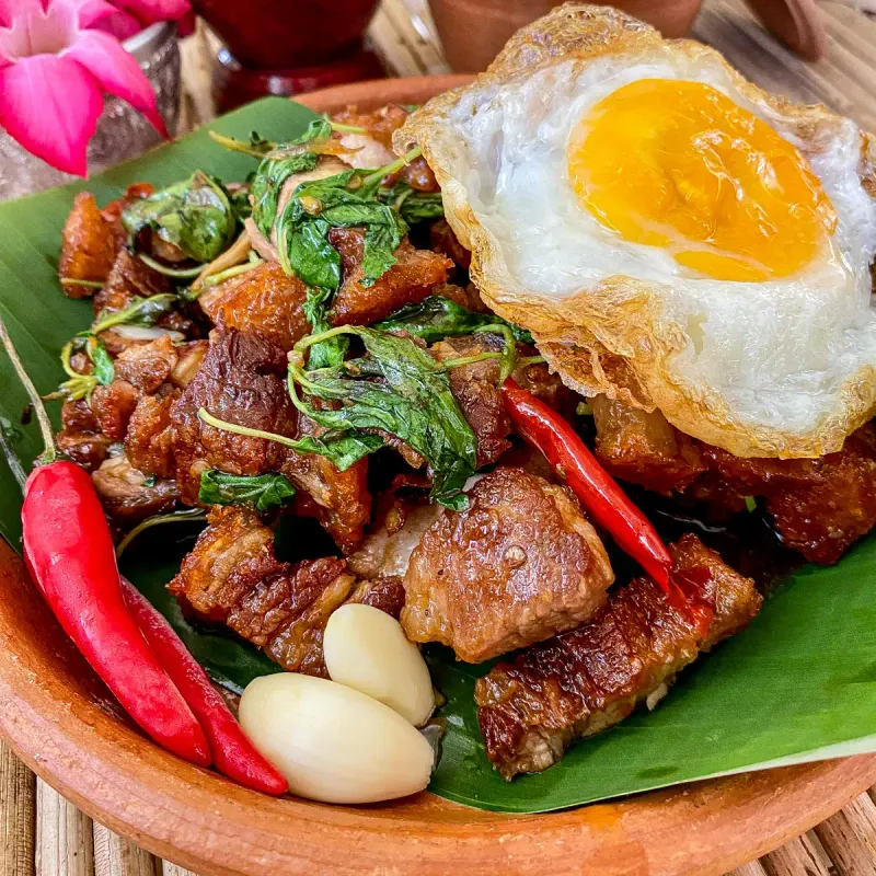 Thai Crispy Pork Belly With Basil Stir Fry (Moo Krob)