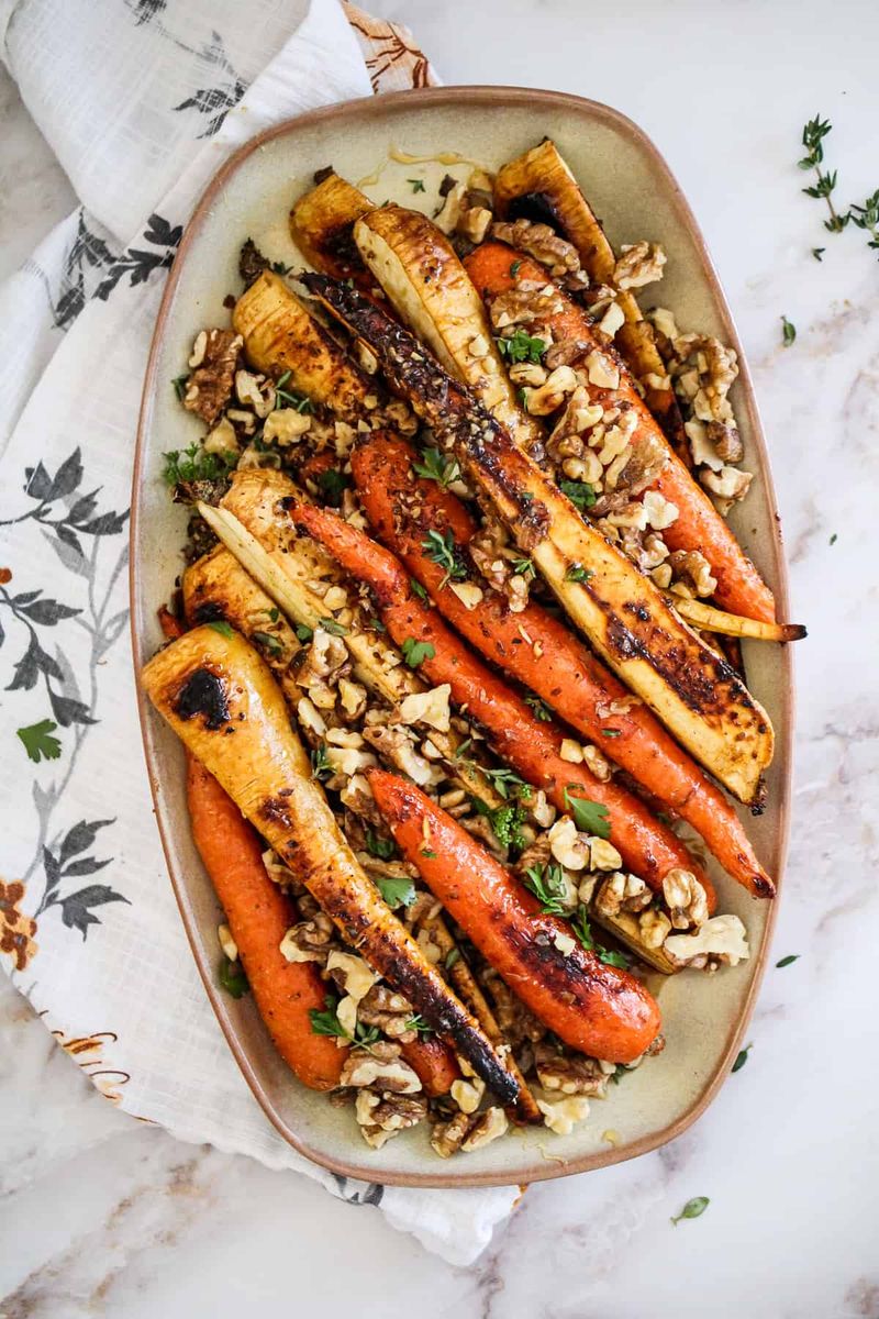 Maple-Glazed Carrots and Parsnips with Pecans