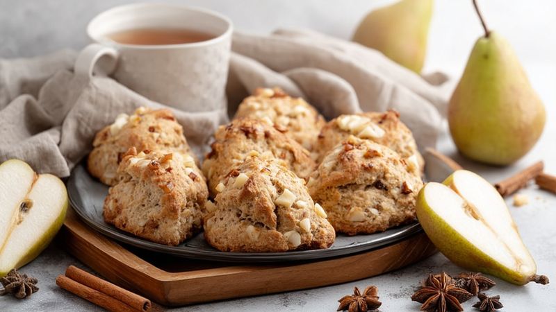 Chai-Spiced Pear and Walnut Scones