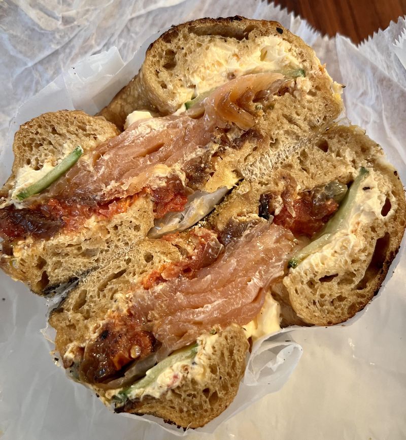 Spicy Chili Crisp and Cream Cheese Bagel