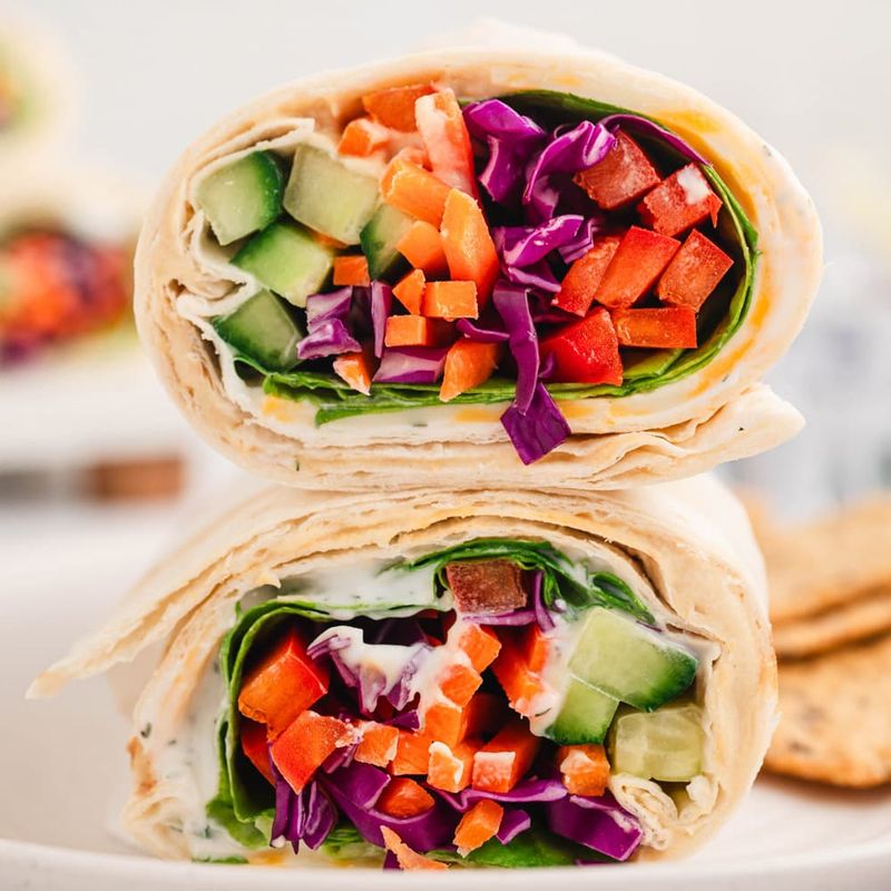 Hummus and Veggie Rainbow Wrap