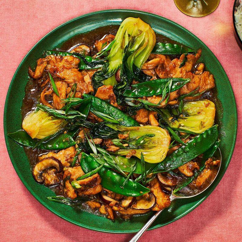 Soy Ginger Chicken with Bok Choy and Mushrooms