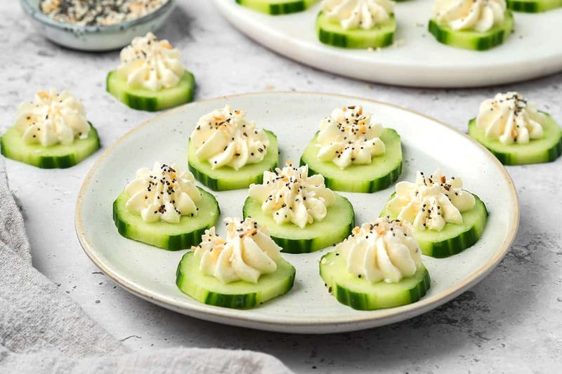 Cottage Cheese with Everything Bagel Seasoning and Cucumber Slices