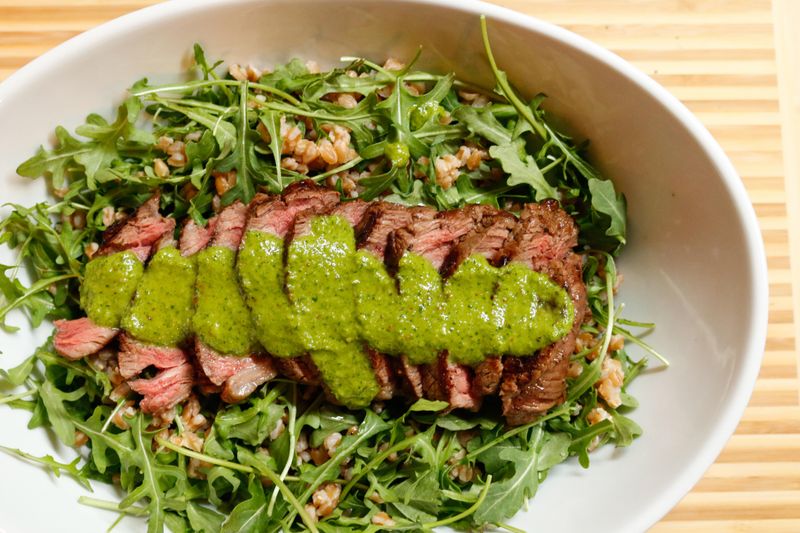 Steak and Chimichurri Farro Bowl