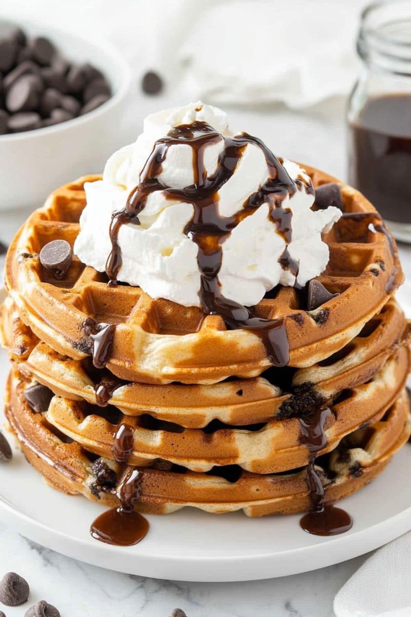 Chocolate Chip Cookie Dough Waffles