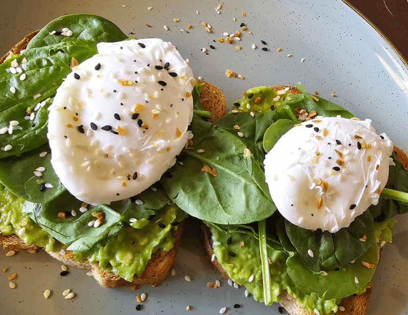 Spinach and Avocado Toast with Poached Egg